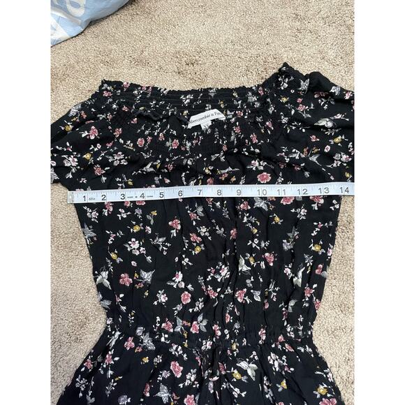 Abercrombie & Fitch Black Floral Boho prairy Romper Size XS - Picture 5 of 9